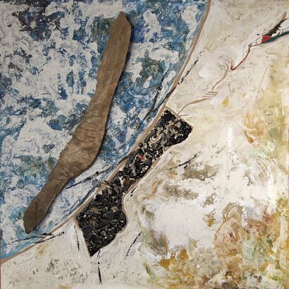 CICATRICE NERA - GAZA DILANIATA, Sospesa, tra mare (chiuso) e deserto - a Paint Artowrk by Francesco Biondo